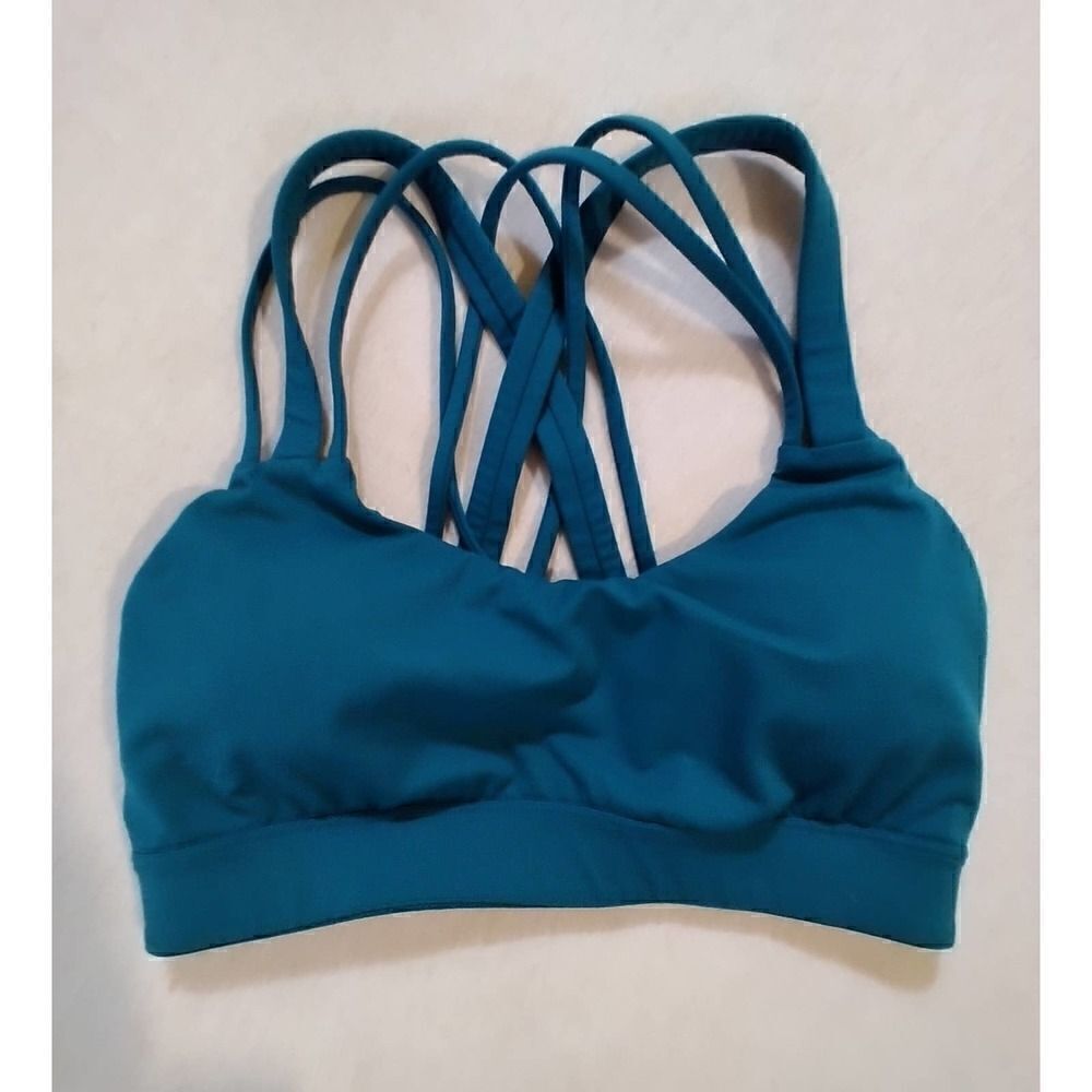 VICTORIAS SECRET SPORT SIZE SMALL BLUE PADDED STRAPPY SPORTS BRA